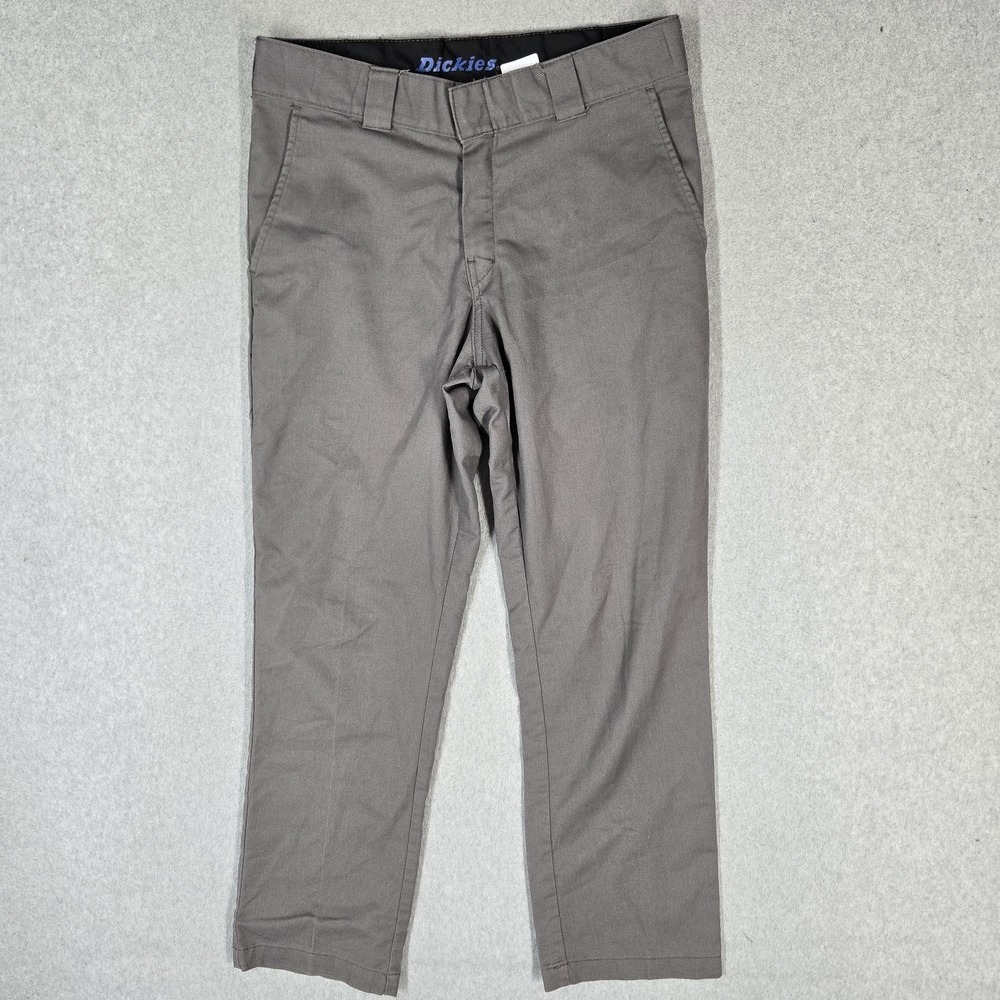 Dickies Men Pants 32X30 Gray Chino Twill FLEX Work Pants Logo 28" Inseam Stretch